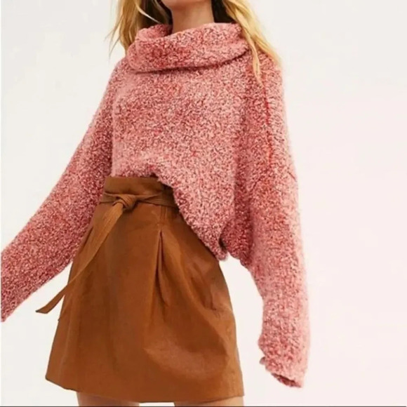 FREE PEOPLE BFF Cowl Neck Oversized Boxy Sweater Scarlet Flame Red Size Small - Picture 1 of 9